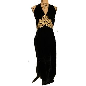 Vintage Jessica McClintock for Dillards Black Velvet Evening Dress Size 10